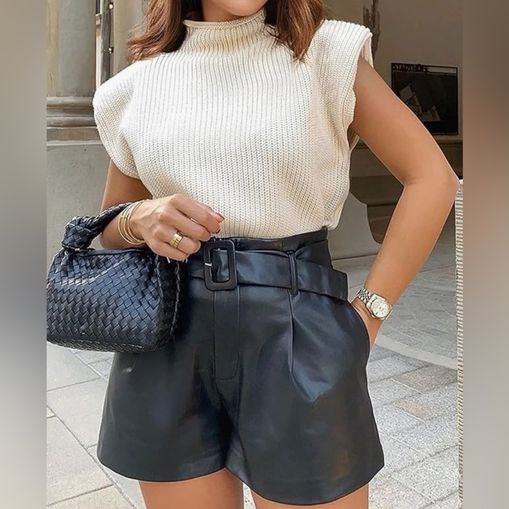 Sleeveless vest high neck knit sweater